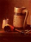 William Michael Harnett Canvas Paintings - Still Life, Pipe And Mug
